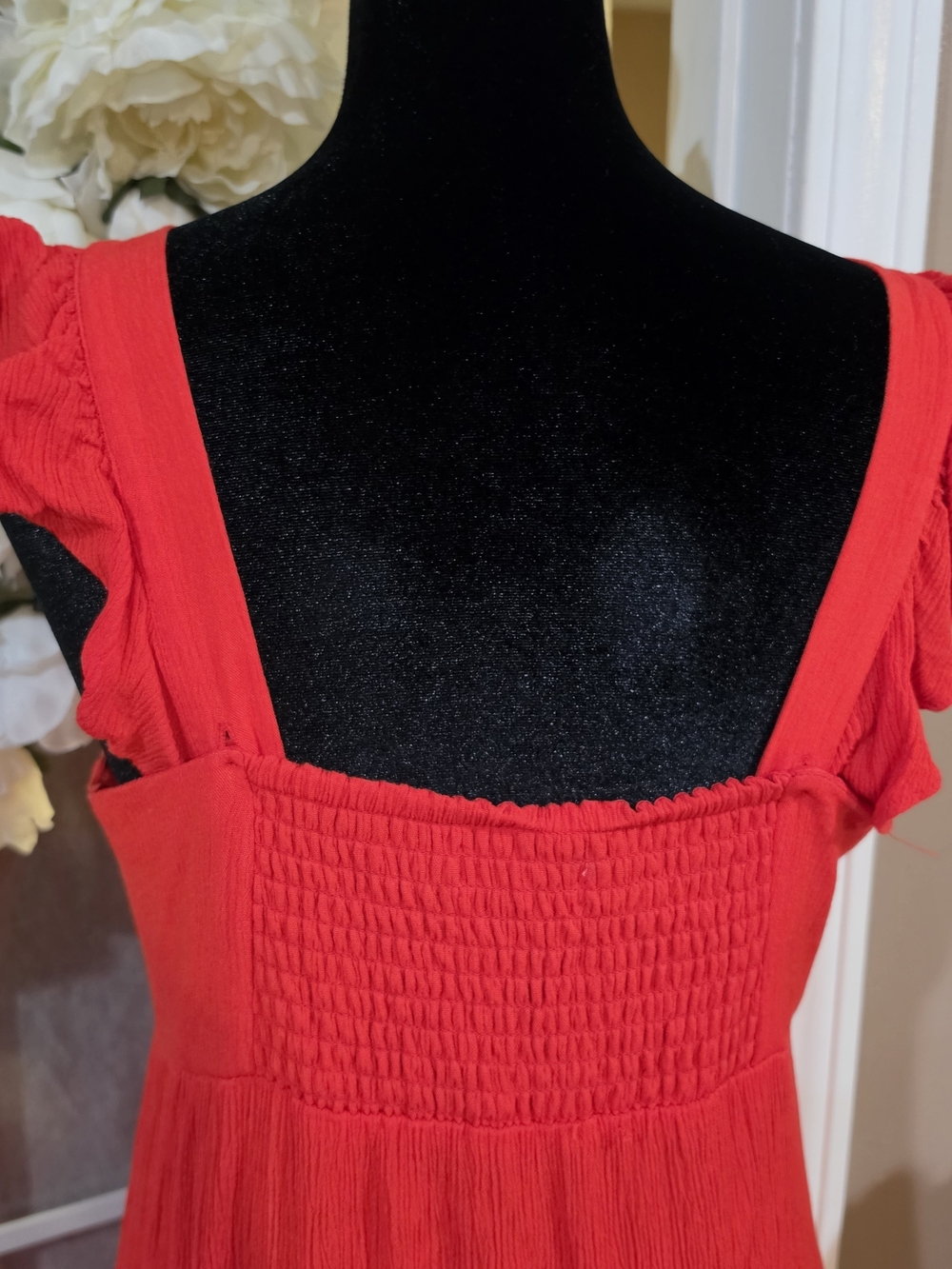 BB Dakota by Steve Madden Vibrant Red/Orange Maxi Dress with Button Front - Picture 5 of 8